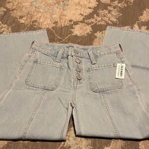 Old Navy- Adorable High Rise Botton Fly Baggy Wide Leg Light Denim Jeans